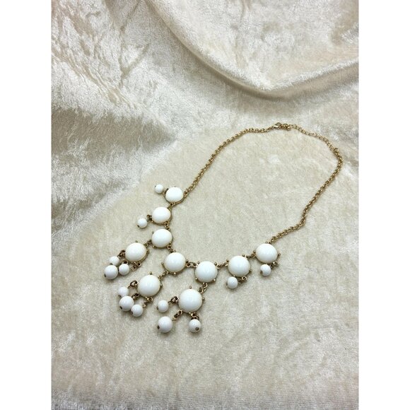 vintage gold with white bead insets statement piece 12" straight length - Picture 4 of 4